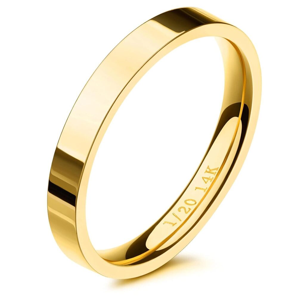 3mm 14K Gold Filled Rings for Women, Non Tarnish Stacking Band, G-8
